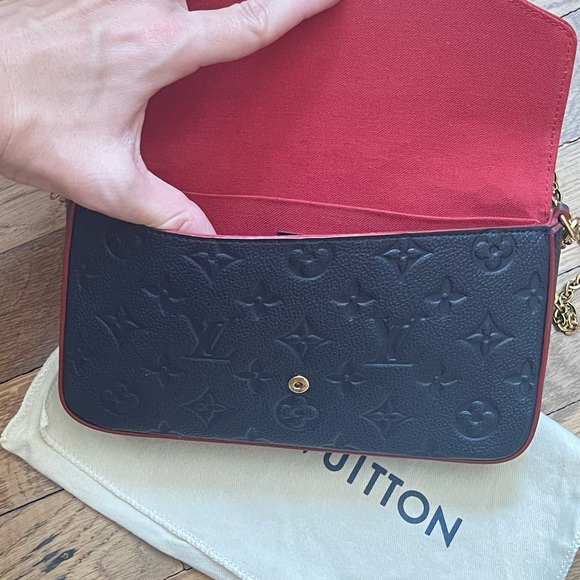 Navy Blue & Red Louis Vuitton Felicie Pochette - Picture 8 of 10